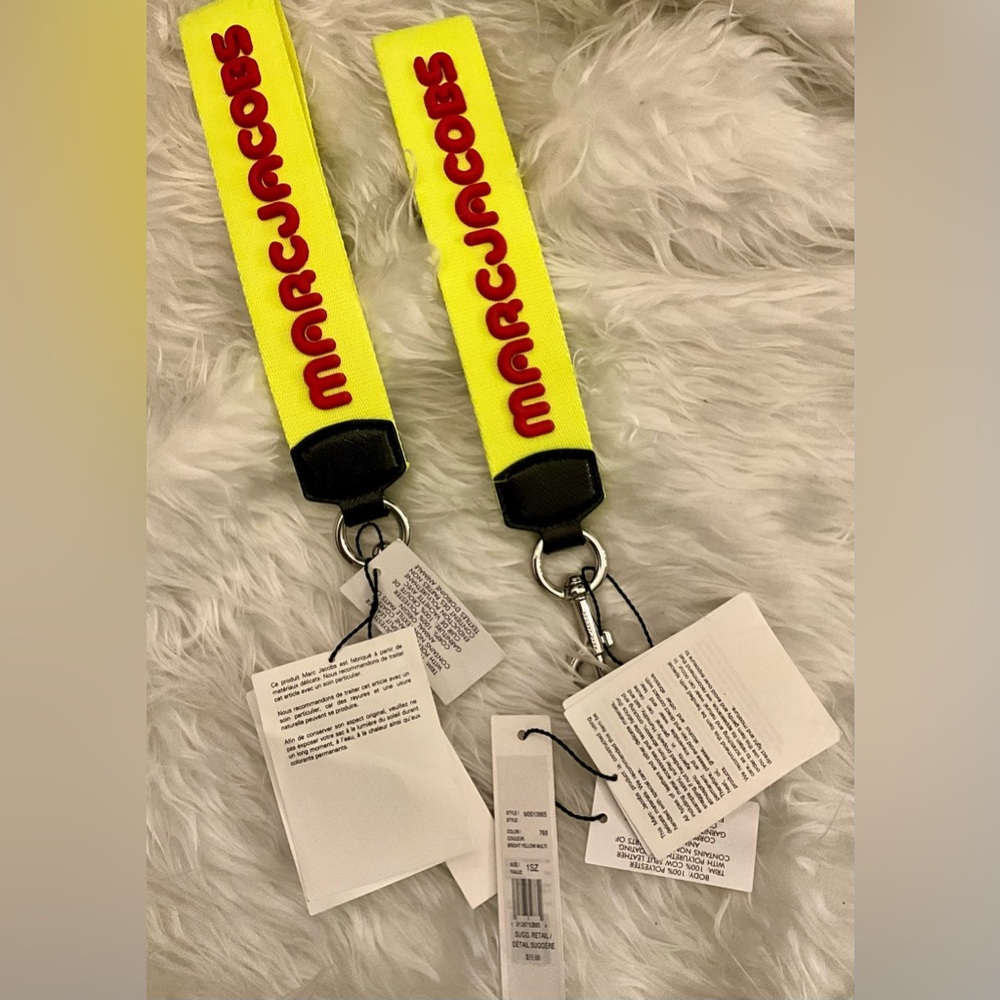 NWT MSRP $55 Marc Jacobs Textile Bright Yellow Keychain